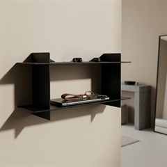 Sort Væghængt Sengebord | Como Niveau Hylde - Boxdelux